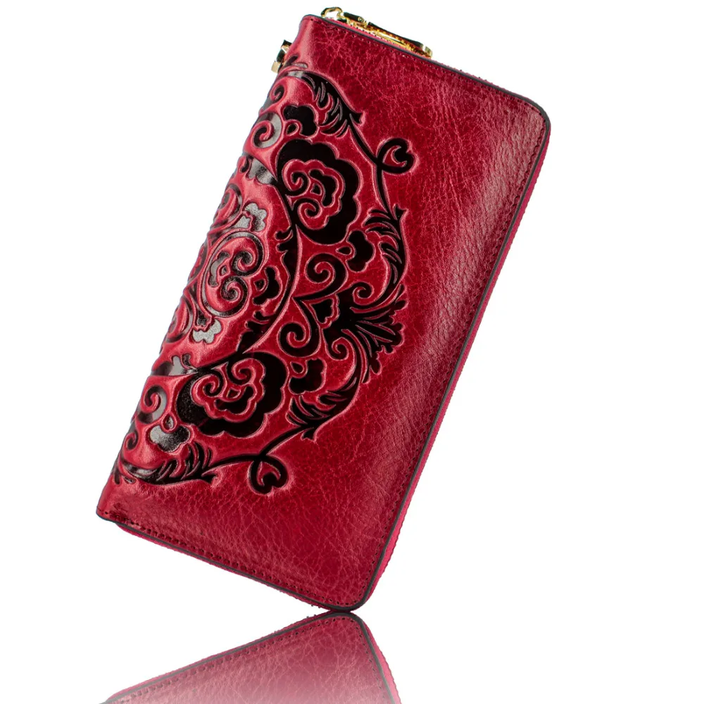 Genuine Italian wallet purses clutches all bags European and American style embossed tassel zipper multi-card position | Багаж и сумки