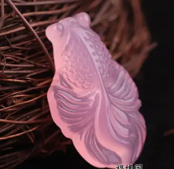 

Chalcedony Gold Fish Jade Necklace Pendant Hand Carved Lucky Blessing Necklace Pendant Fine Jewelry
