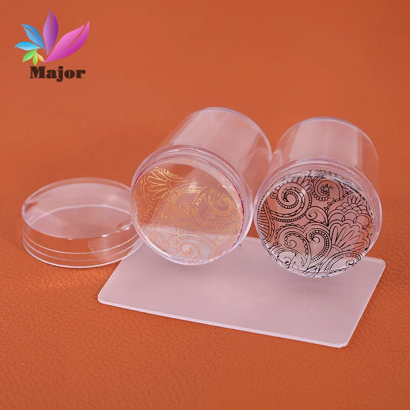 

1PC 4cm Jelly Clear Marshmallow Silicone Jelly Nail Stamper with Cap Nail Art Stamper & Scraper Stamp Tool Set