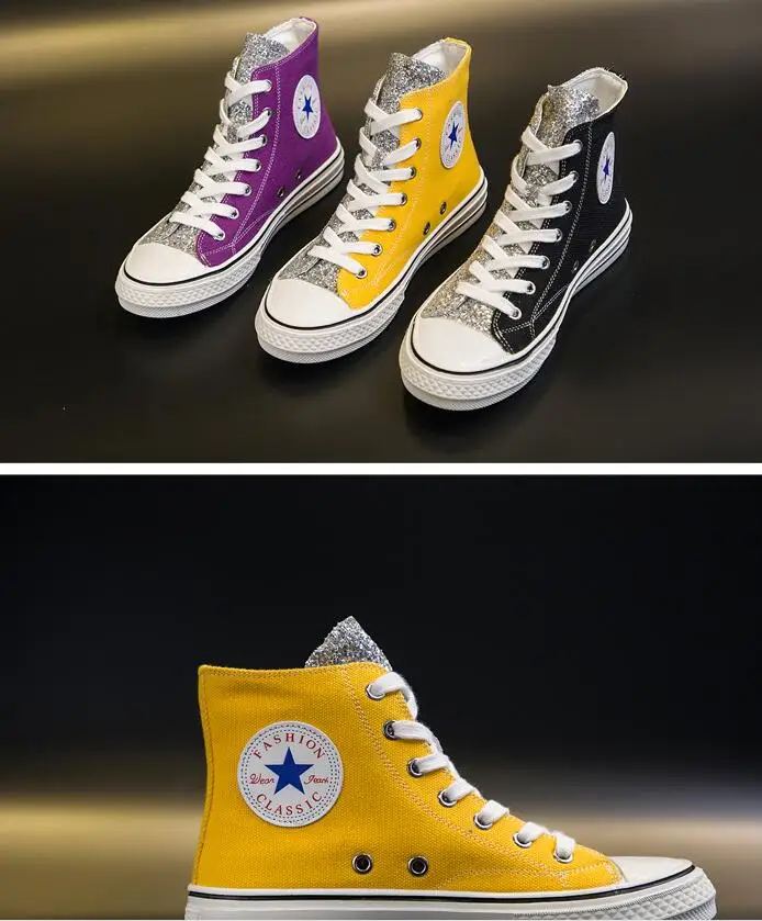 

2019 sequined high-top espadrilles summer new platform for women's casual shoes student casual shoes