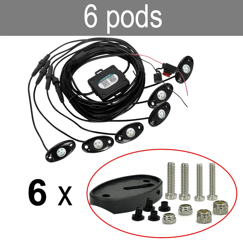 CNSUNNYLIGHT Car RGB LED Rock Lights with Bluetooth Controller Multicolor Neon LED Light Kit for Music Sound Flashing Lamp (4)