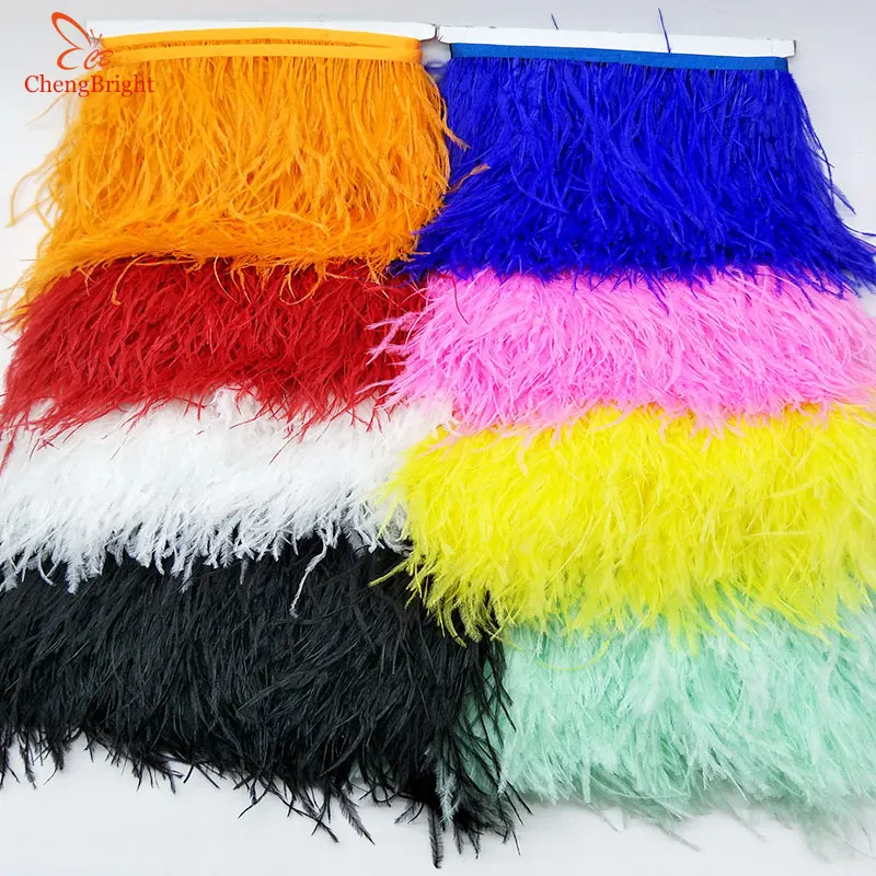 

ChengBright 10yards Natural Ostrich Feathers Trim Fringe Ribbon For Wedding Decoration Dress/Clothes Accessory Feathers Ribbon