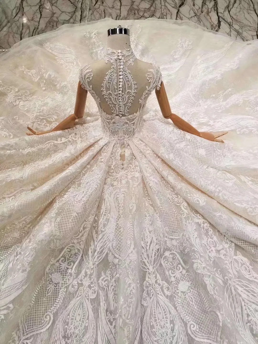 Потрясающее роскошное свадебное платье Robe De Mariee с высоким горлом, украшенное кристаллами и бисером, кружевное свадебное платье для невесты, платья для свадебной вечеринки
