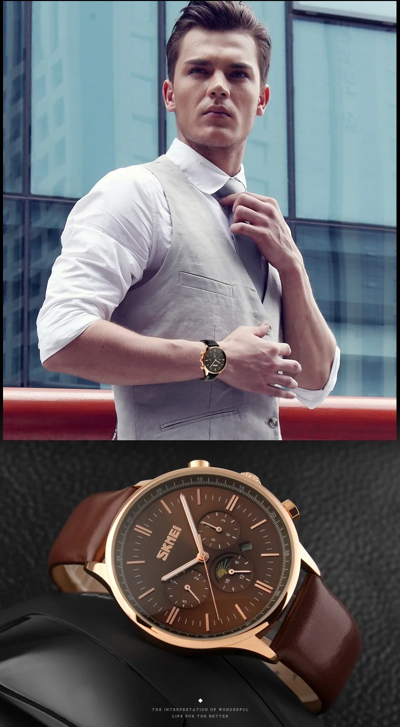 Для мужчин s часы лучший бренд класса люкс SKMEI Мужские Военные Спортивные Светящиеся Наручные часы хронограф кожа кварцевые часы relogio masculino