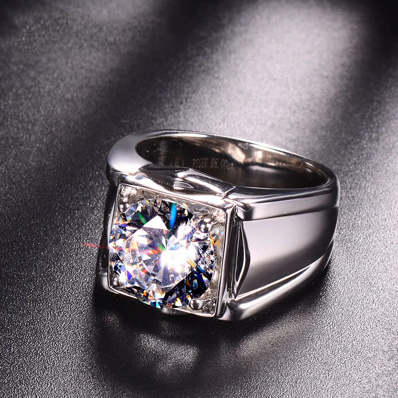 

100% 18K 750Au Gold Moissanite Diamond man Ring D color VVS With national certificate MO-0017