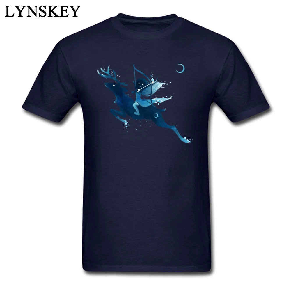 Funny Printing Autumn Elf Archer Short Sleeve T-Shirt 100% Cotton Round Collar Male Tops T Shirt Slim Fit Tee-Shirts Elf Archer navy