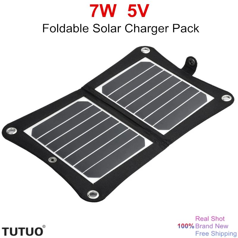 New 7W 5V Foldable Solar Panel Phone Charger Packs Travel Outdoor Power