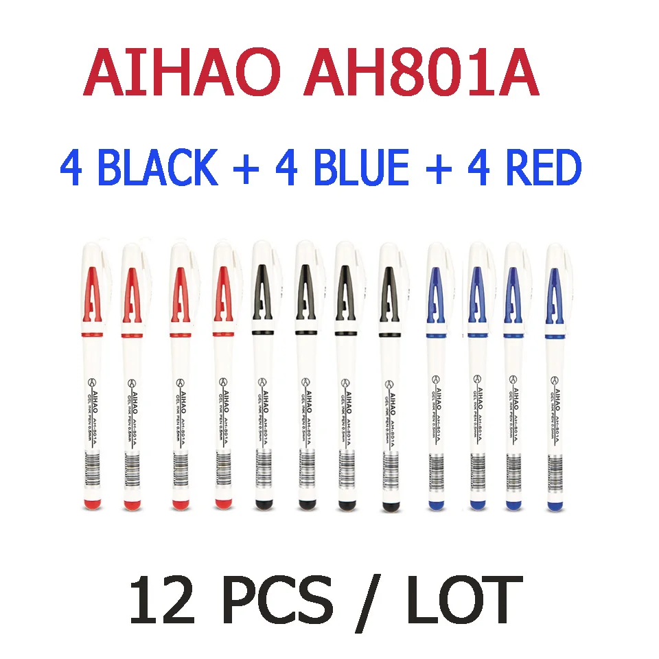 12 шт./партия, высококачественные гелевые ручки, черные синие и красные чернила, 0,5 мм, очень хорошая гелевая ручка для школы офиса - Цвет: 12pcs-lot(3colors)