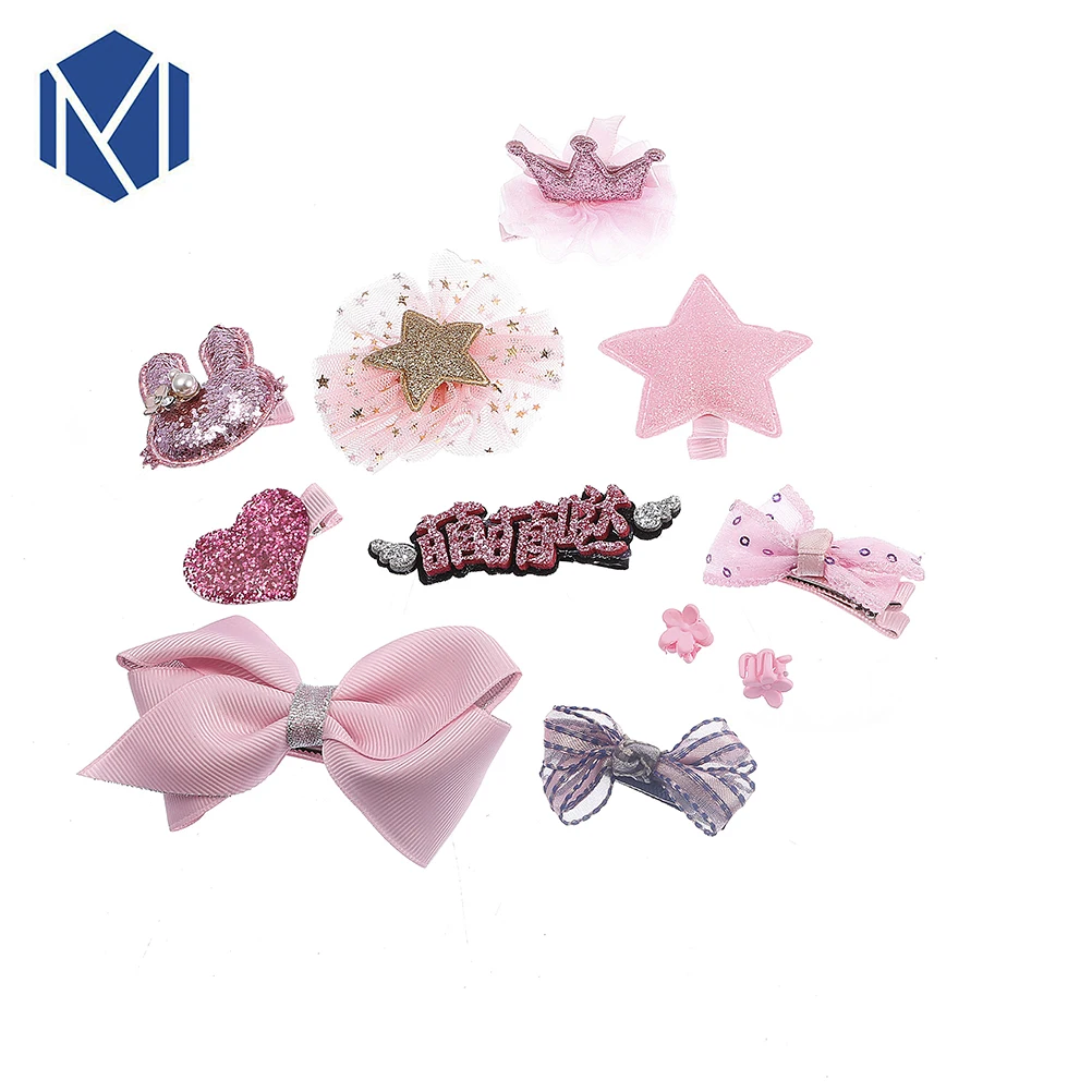 

M MISM 11pcs/sets Girls Lace Bow Ribbon Crown Bowknot Elastic Hair Band Hairpin Scrunchy Hair Accessories for Kids hair clip set