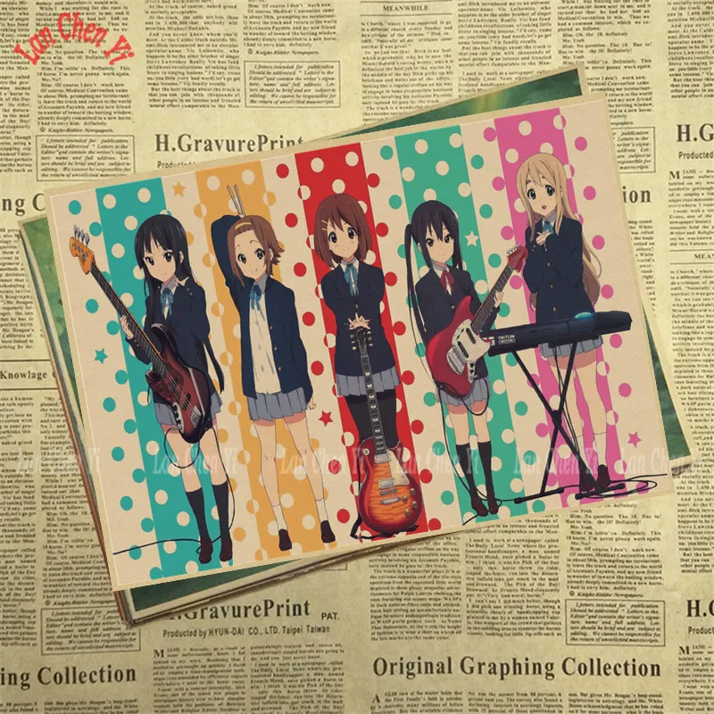 Японское аниме K-ON матовая крафт-бумага плакат украшение интерьера живопись