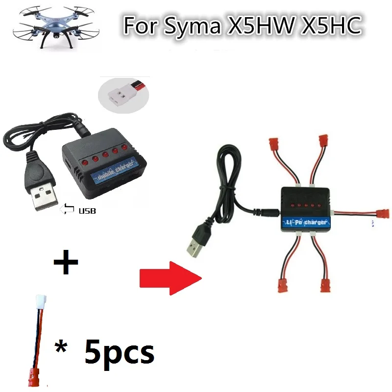 Многофункциональный 4-в-1 3,7 V адаптер литий-полимерных аккумуляторов Зарядное устройство USB Интерфейс для Syma X5HC X5HG X5HW X5A-1 Батарея Зарядное устройство - Цвет: Синий
