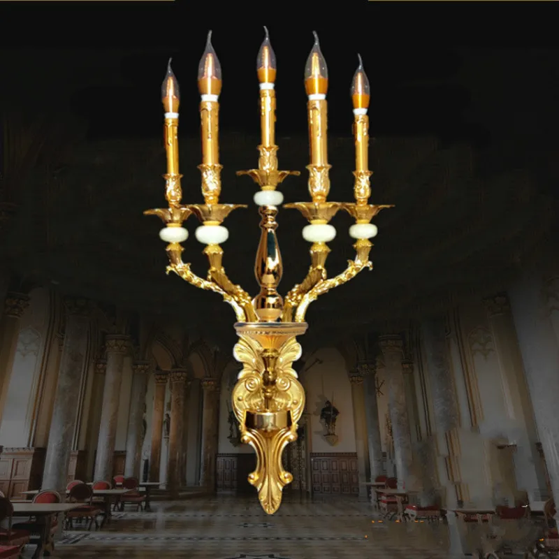 

Royal 1-10 pcs huge big Gold wall lamp Hotel Villa wall sconce indoor lighting Led Living Room Dining Room Wall light fixture