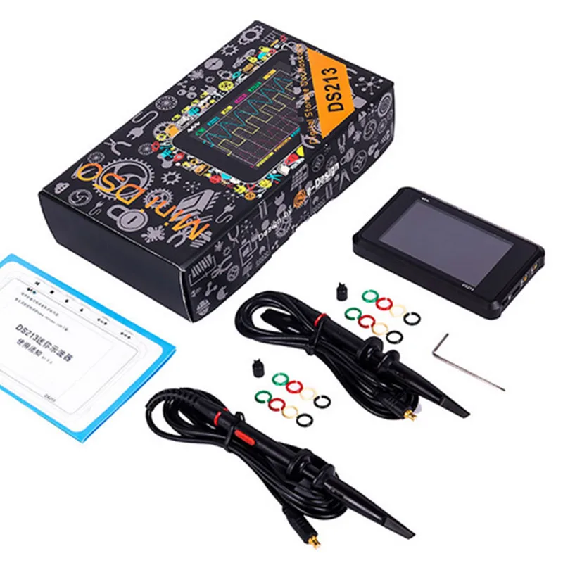 4 канальный портативный цифровой мини осциллограф DSO 100 DS 213 с зондом X1 и