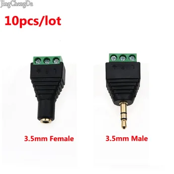 

JCD 10pcs Gold Plated 3.5mm 1/8 Inch Stereo Male and Female Jack to AV Screw Video AV Balun Terminal Plug Connector