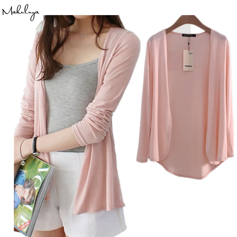 Prix Makuluya femmes doux solide couleur Modal vêtements de dessus pour femmes pulls courts dame décontracté à manches longues Cardigan manteaux grande taille L6