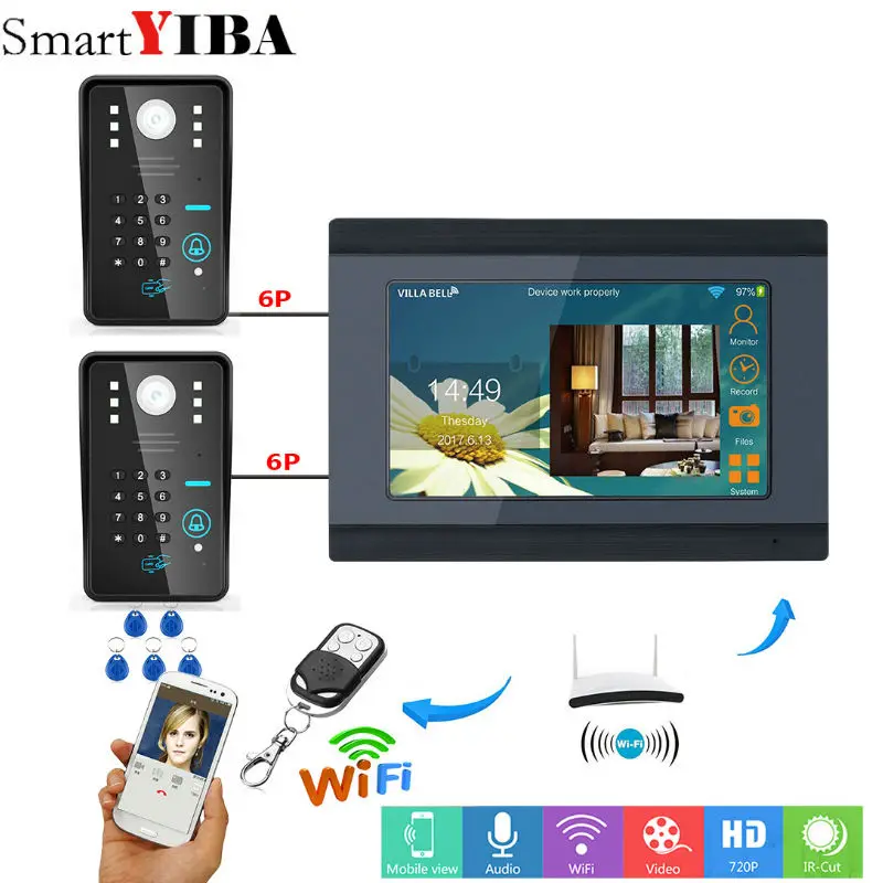 

YobangSecurity Video Intercom 7 Inch Monitor Wifi Wireless Video Door Phone Doorbell Camera Intercom System Password RFID Card