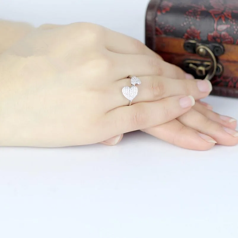 

925 sterling silver ring design double heart ring wedding ring (XJ)