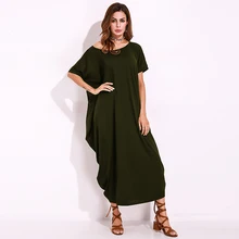 FLORHO Oversized Maxi Dress Women Summer Autumn Short Sleeve One Off Shoulder Long Shift Dress Baggy