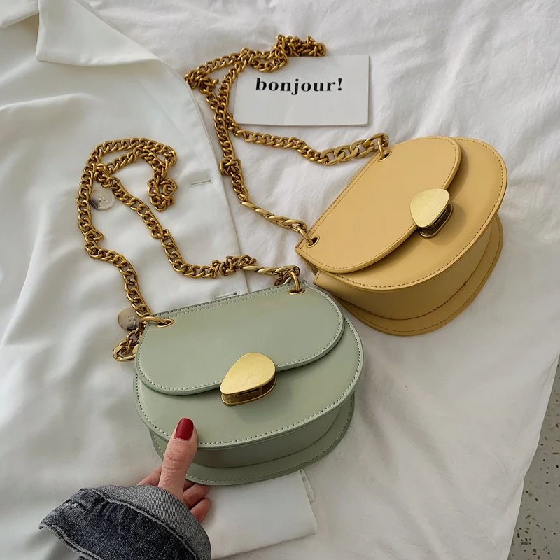 

Chain Semicircle Women's Saddle Bags Casual Women's Shoulder Messenger Bags Designer MINI Purses Lady Handbags Bolso femenino
