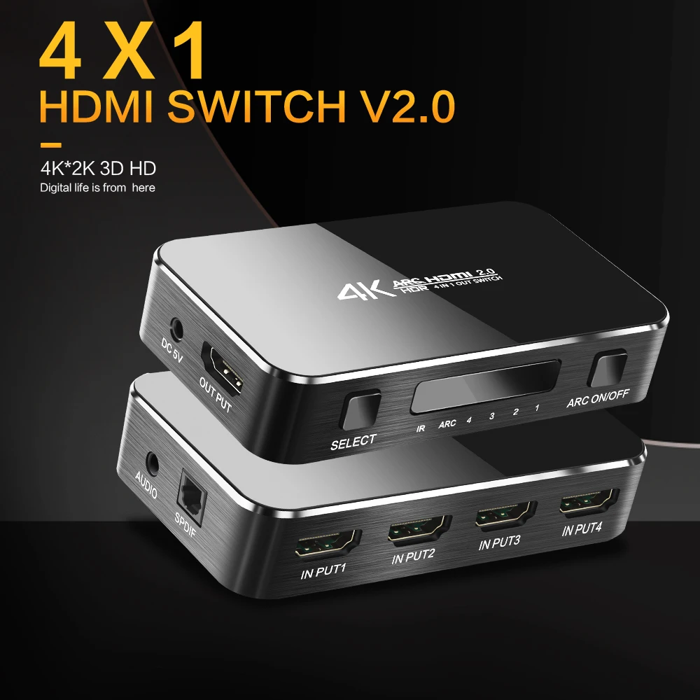 4K 60HZ HDMI переключатель 2,0 HDMI сплиттер коммутатор HDR 4 в 1 выход аудио экстрактор ARC IR управление для xbox 360 PS4 HDTV HDMI адаптер