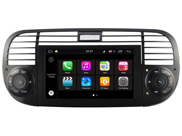 Для Fiat 500 Cinquecento Abarth 2007 2008 2009 2010 2011 2012 2013 Android 8,0 автомобильный мультимедийный плеер dvd-радио GPS навигация - Цвет: Черный