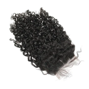 

3B 3C Kinky Curly Silk Base Lace Closure Closure Pre Plucked Human Remy Hair With Baby Hair Bleached Knots Brazilian Prosa