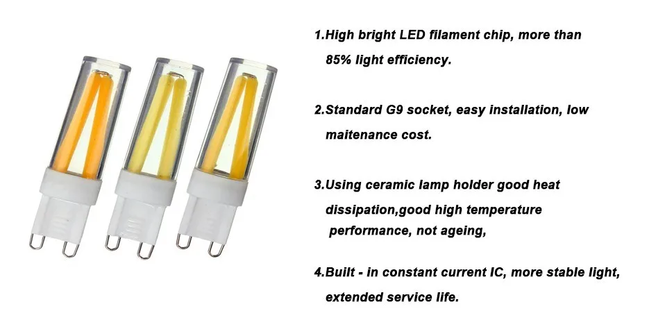 В продаже G9 светодиодный лампы 110V 220V 2 Вт 4 Вт лампа edison COB лампы заменить 30 Вт 40 Вт галогеновая светильник для люстр