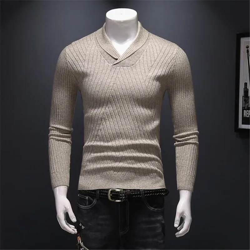 Осень и зима Новая Мужская Шерсть альпака 95% модальный шерстяной свитер для похудения вязаный свитер с v-образным вырезом P95