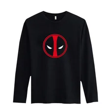 Deadpool High Quality T Shirt Men Long Sleeve Cotton with 2017 Men Fashion Tshirts Brand in Black/White 3Xl Soft Cotton Tees