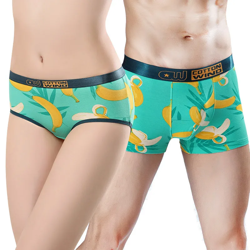 

QIZXIM Banana Fruits Lovers Panties Valentine's Gift Underpants Cotton Couple Panties Men Boxers Lovers Underwear Lover Panty