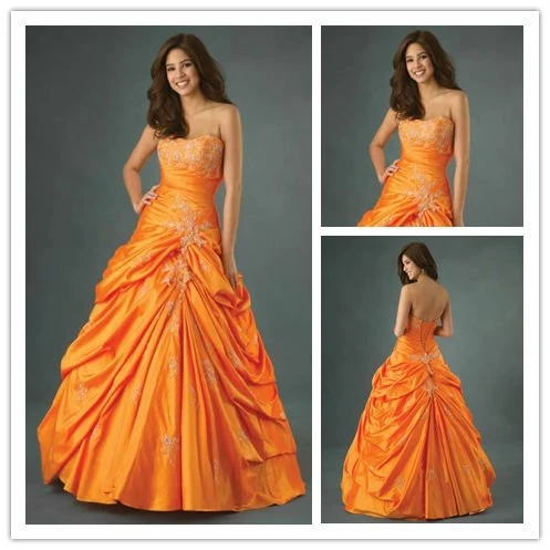 bright orange wedding dress