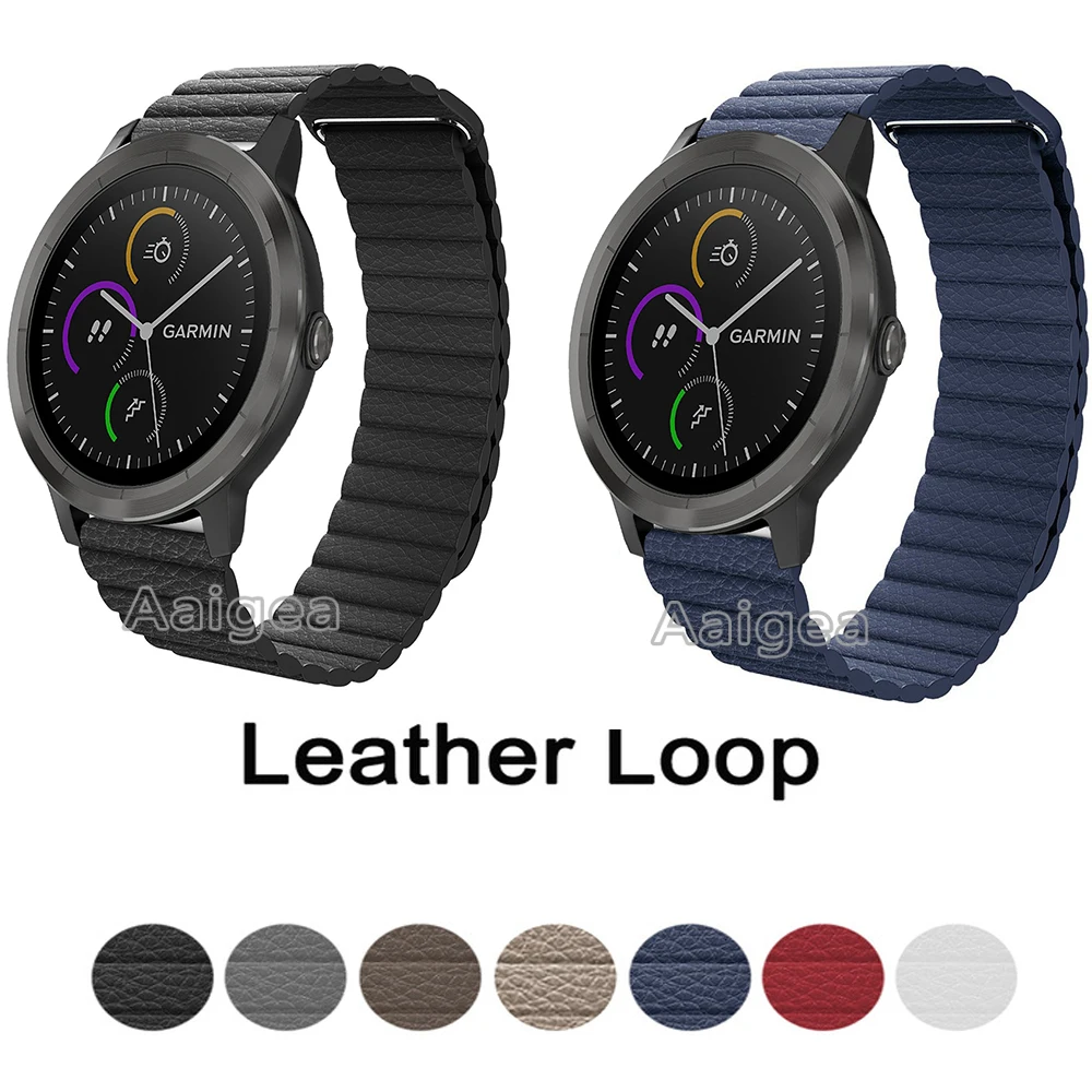 

Genuine Leather Loop Magnetic Band Strap For Garmin Vivoactive 3 Smart Watch Closure Buckle Wrist band Bracelet watchbands strap