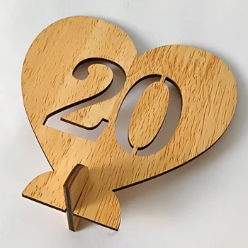 

1-20 Wooden Table Numbers Holders Heart Design Number Plate Decorations Wedding Seat Signs Birthday Party Table Direction Sign