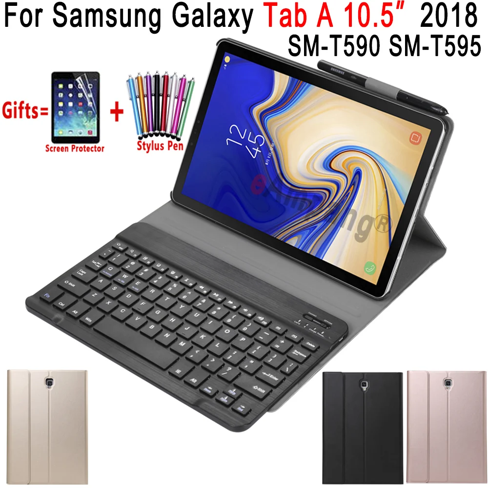 Removable Bluetooth font b Keyboard b font Leather Case for Samsung Galaxy Tab A A2 10