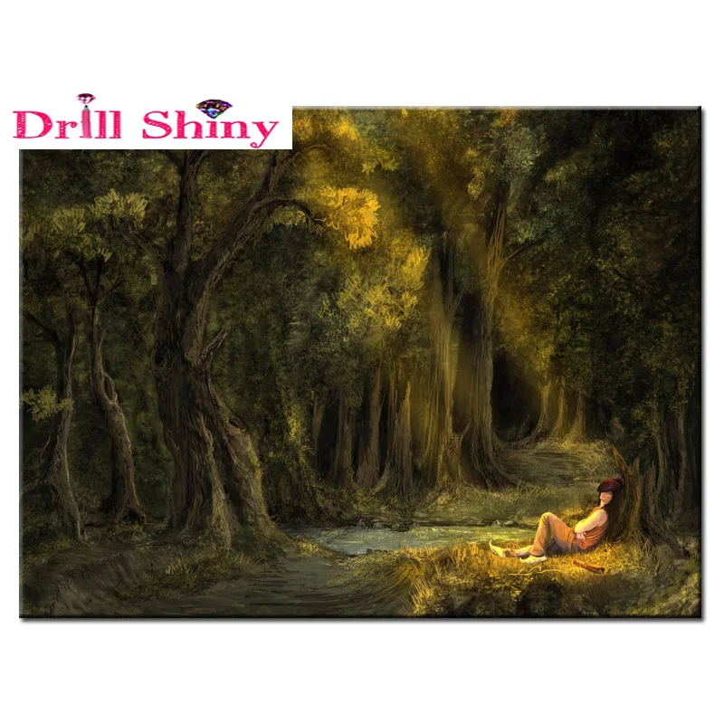 

Hot 5D DIY Diamond Mosaic Embroidery Girl in the forest Diamond Painting Full square Rhinestone cross stitch Home Decor diamond