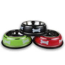 Stainless steel dog bowl pet feeder feeding cat skid drink drop food