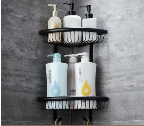 double corner shelf Аксессуары для ванной комнаты, покрытие из цинкового сплава, кольцо для полотенец, крючок для халата, держатель для туалетной щетки, держатель для полотенец, набор для ванной комнаты, бумажный держатель - Цвет: double corner shelf