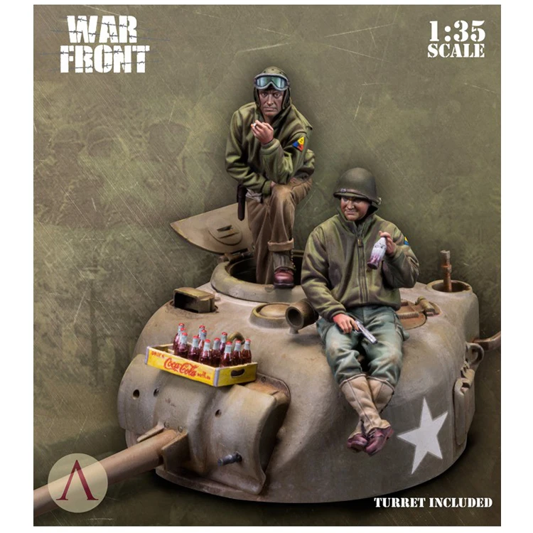 Масштаб 1/35 Неокрашенная фигурка из смолы танк Второй мировой войны экипировки 2