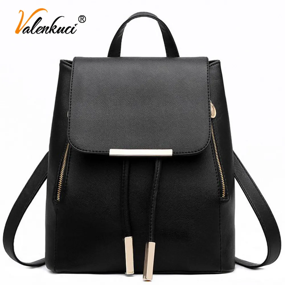Backpacks Women Fashion Mini Backpack Purse High Quality Female Shoulder Bag PU Leather For Girls School Bag Black 2019 FM-001