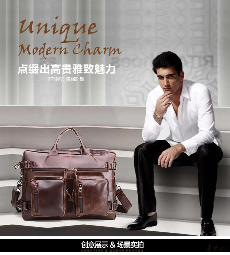 Модная мужская сумка из натуральной кожи, Мужская винтажная кожаная дорожная сумка, сумка через плечо, шоколадная сумка
