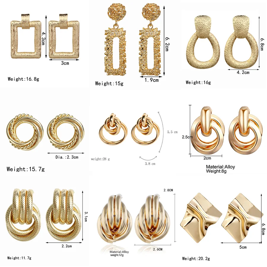 Винтажные серьги большие для женщин массивные Серьги Геометрические золотые металлические серьги с подвеской трендовые модные ювелирные изделия