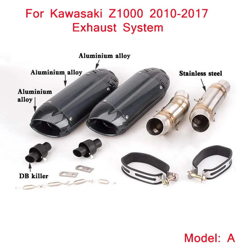 

2010-2017 Motorcycle Exhaust System Silp on for Kawasaki z1000 Middle Connecting Pipe With Tail Exhaust Muffler Tubes