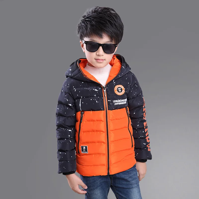 2018 New Boys Winter Coat Kids Hooded Jacket glasses Children's Clothing For 3 4 5 6 8 10 Years Velvet Jacket cartoon padded 