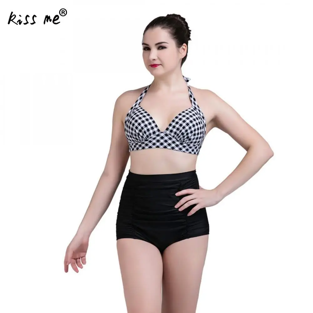 

Dot Drawstring Halter Bikini 2018 Women's Swimming Suit High Waist Bathing Suit Plus Size Summer Top Brazilian Bikini Set 3XL