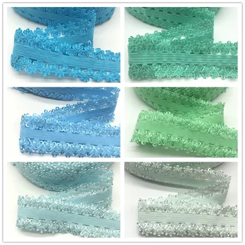 

7/8" 10Y Crown Frilly Edge Lace Ribbon 22mm Stretchy Picot Lace Trim Fold Over Elastic FOE for Baby Head wear Hair Accessories