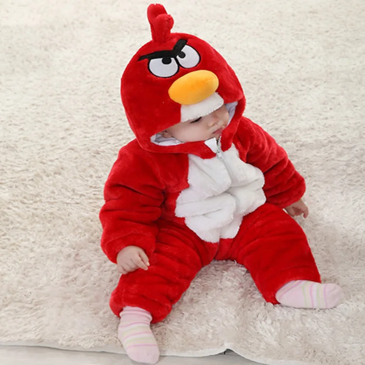 Красная Птица Дизайн фотографии комбинезоны одежда для маленьких детей
