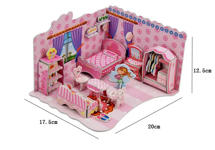 Kid 3D DIY Puzzle Jigsaw Furnishing Assembling Puzzle Stickers Scrapbooking Baby Toy Kid Early Learning Gift Brinquedo Educativo