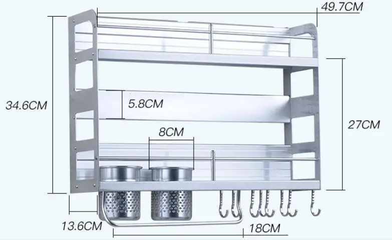 Пространство алюминия двойной кухонный-слой стеллаж для хранения подвеска приправа подставка для подвешивания на стену LU50711
