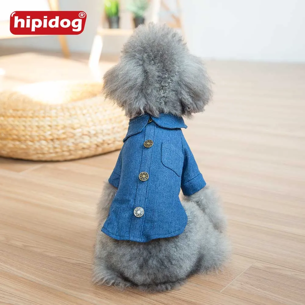 Hipidog Retro Cute Small Dog Pet Cat Denim Jeans Coat Jacket Cool Dog