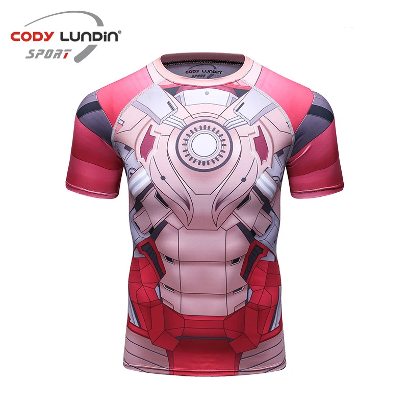 

CODY LUNDIN Men Summer sport PRO short sleeved T-shirt fitness rasgard colorful printing quick drying exercise clothes Rashgard